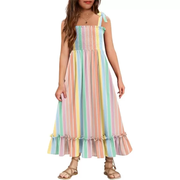Arshiner Girls Summer Dress Boho Beach Casual Smocked Maxi Dresses 6-13 Years