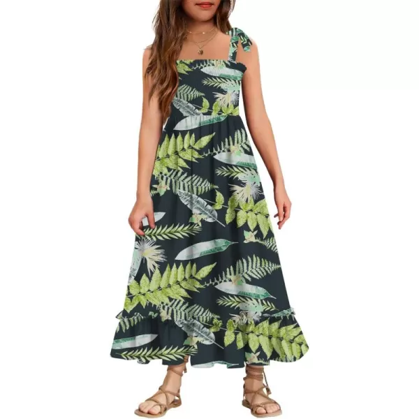 Arshiner Girls Summer Dress Boho Beach Casual Smocked Maxi Dresses 6-13 Years