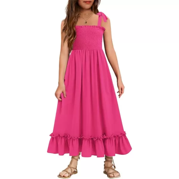 Arshiner Girls Summer Dress Boho Beach Casual Smocked Maxi Dresses 6-13 Years
