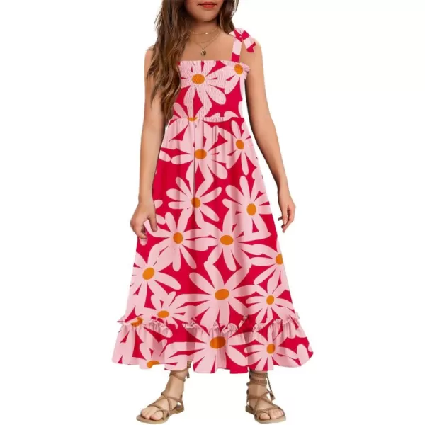 Arshiner Girls Summer Dress Boho Beach Casual Smocked Maxi Dresses 6-13 Years