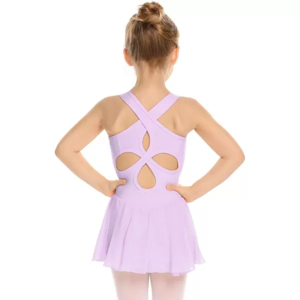 Arshiner Kid Girls Hollow Back Ballet Leotard with Skirt Sleeveless Dance Dresses