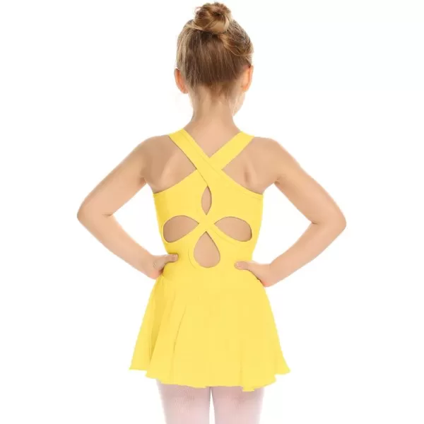 Arshiner Kid Girls Hollow Back Ballet Leotard with Skirt Sleeveless Dance Dresses