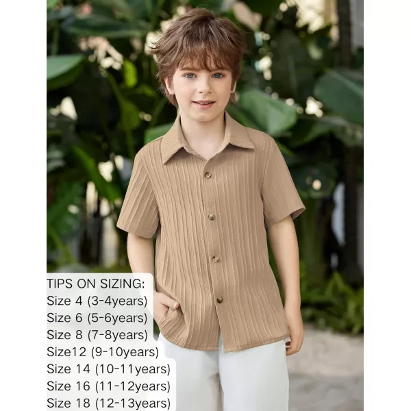 Arshiner Boys Casual Short Sleeve Button Down Shirt Collared Beach Shirt Size 3-12 Years Old