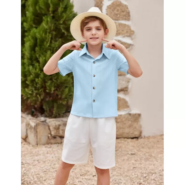 Arshiner Boys Casual Short Sleeve Button Down Shirt Collared Beach Shirt Size 3-12 Years Old