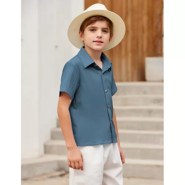 Arshiner Boys Casual Short Sleeve Button Down Shirt Collared Beach Shirt Size 3-12 Years Old