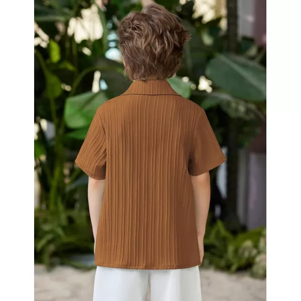 Arshiner Boys Casual Short Sleeve Button Down Shirt Collared Beach Shirt Size 3-12 Years Old