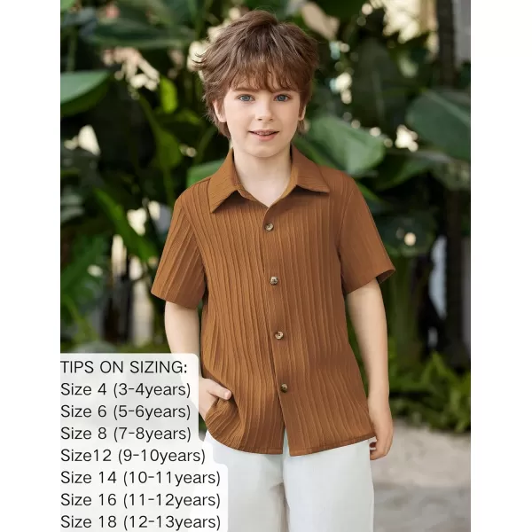 Arshiner Boys Casual Short Sleeve Button Down Shirt Collared Beach Shirt Size 3-12 Years Old