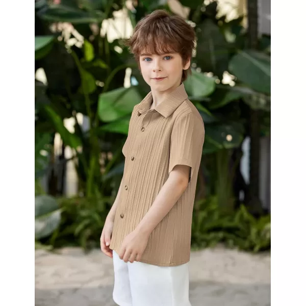 Arshiner Boys Casual Short Sleeve Button Down Shirt Collared Beach Shirt Size 3-12 Years Old