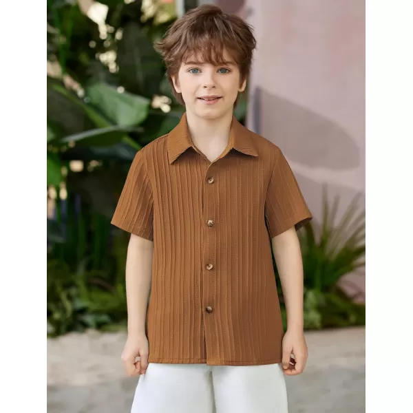 Arshiner Boys Casual Short Sleeve Button Down Shirt Collared Beach Shirt Size 3-12 Years Old