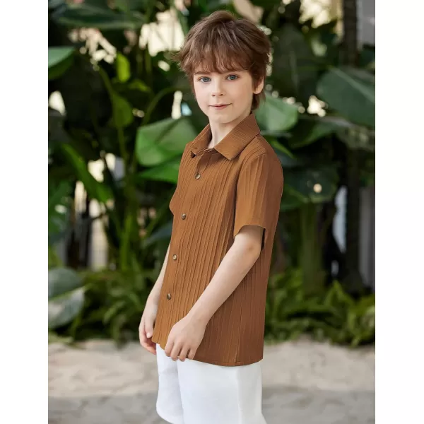 Arshiner Boys Casual Short Sleeve Button Down Shirt Collared Beach Shirt Size 3-12 Years Old