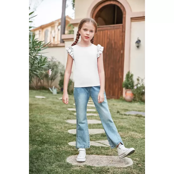 Arshiner Girls 2 Piece Outfits Summer Clothes Ruffle Short Sleeve Shirts Top and High Waist Paper Bag Shorts Set with Pockets