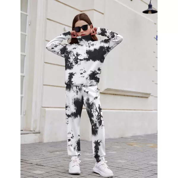 Arshiner Girls 2 Piece Outfits Sweatsuit Set Half Zip Lapel Collar Long Sleeve Sweatshirt Sweatpant Tracksuit Sets