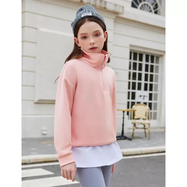 Arshiner Girls 2 Piece Outfits Sweatsuit Set Half Zip Lapel Collar Long Sleeve Sweatshirt Sweatpant Tracksuit Sets