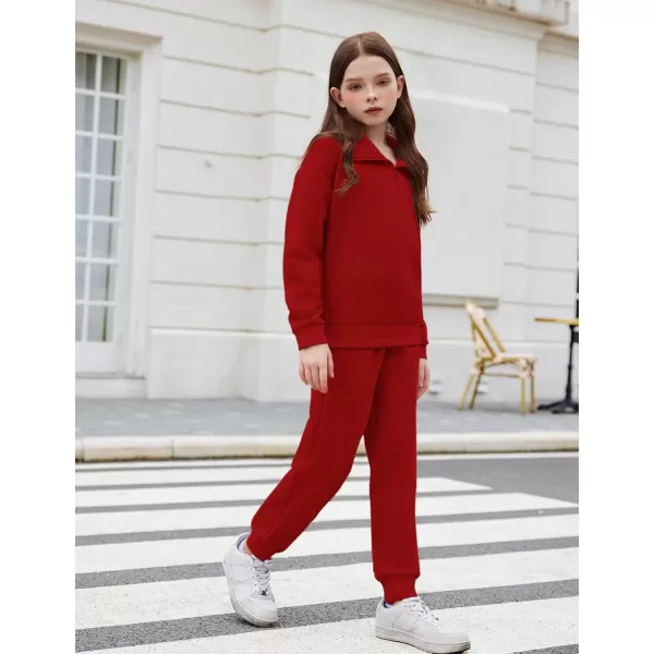 Arshiner Girls 2 Piece Outfits Sweatsuit Set Half Zip Lapel Collar Long Sleeve Sweatshirt Sweatpant Tracksuit Sets