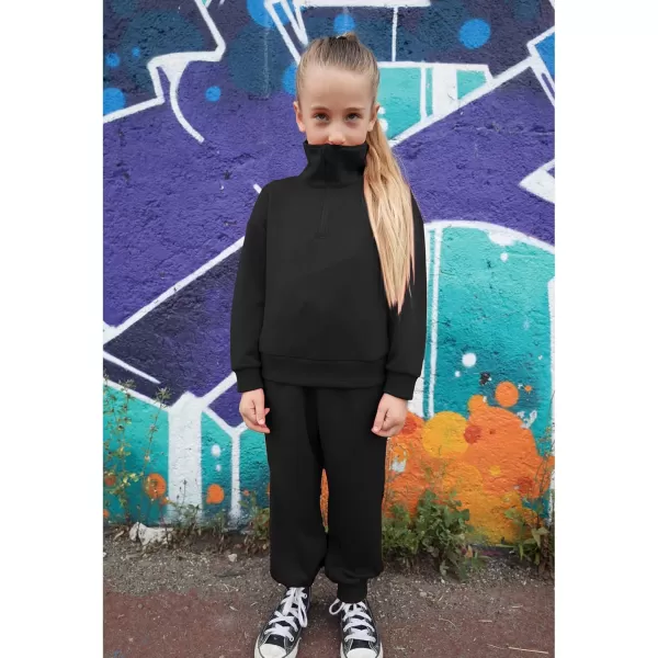 Arshiner Girls 2 Piece Outfits Sweatsuit Set Half Zip Lapel Collar Long Sleeve Sweatshirt Sweatpant Tracksuit Sets