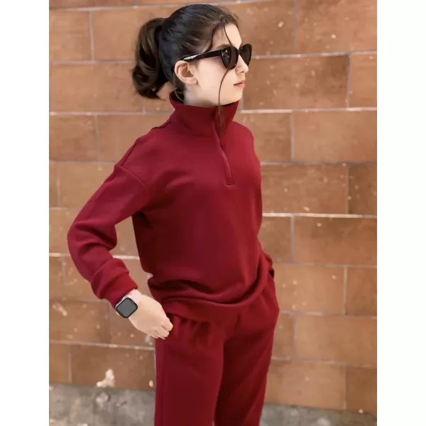 Arshiner Girls 2 Piece Outfits Sweatsuit Set Half Zip Lapel Collar Long Sleeve Sweatshirt Sweatpant Tracksuit Sets