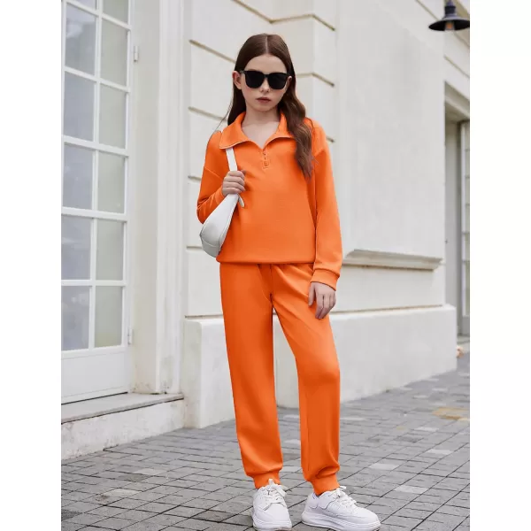 Arshiner Girls 2 Piece Outfits Sweatsuit Set Half Zip Lapel Collar Long Sleeve Sweatshirt Sweatpant Tracksuit Sets