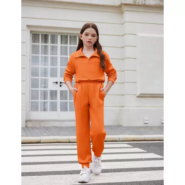 Arshiner Girls 2 Piece Outfits Sweatsuit Set Half Zip Lapel Collar Long Sleeve Sweatshirt Sweatpant Tracksuit Sets