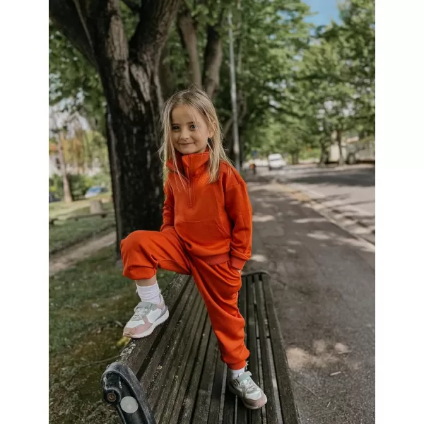 Arshiner Girls 2 Piece Outfits Sweatsuit Set Half Zip Lapel Collar Long Sleeve Sweatshirt Sweatpant Tracksuit Sets