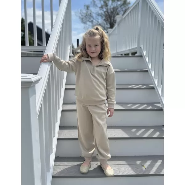 Arshiner Girls 2 Piece Outfits Sweatsuit Set Half Zip Lapel Collar Long Sleeve Sweatshirt Sweatpant Tracksuit Sets
