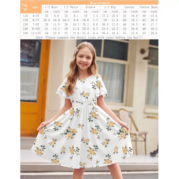 Arshiner Girl's Casual Dress Summer Scoop Neck Short Sleeve Flowy Print and Plain Sundress for Kids 4-14Y