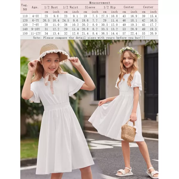 Arshiner Girl's Casual Dress Summer Scoop Neck Short Sleeve Flowy Print and Plain Sundress for Kids 4-14Y