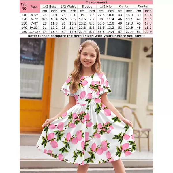 Arshiner Girl's Casual Dress Summer Scoop Neck Short Sleeve Flowy Print and Plain Sundress for Kids 4-14Y