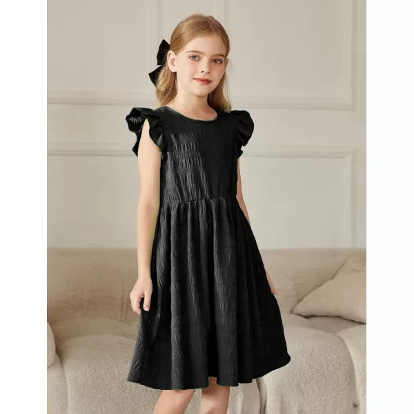 Arshiner Girls Dress Casual Ruffle Sleeveless A Line Summer Dresses with Pockets 4-12 Years