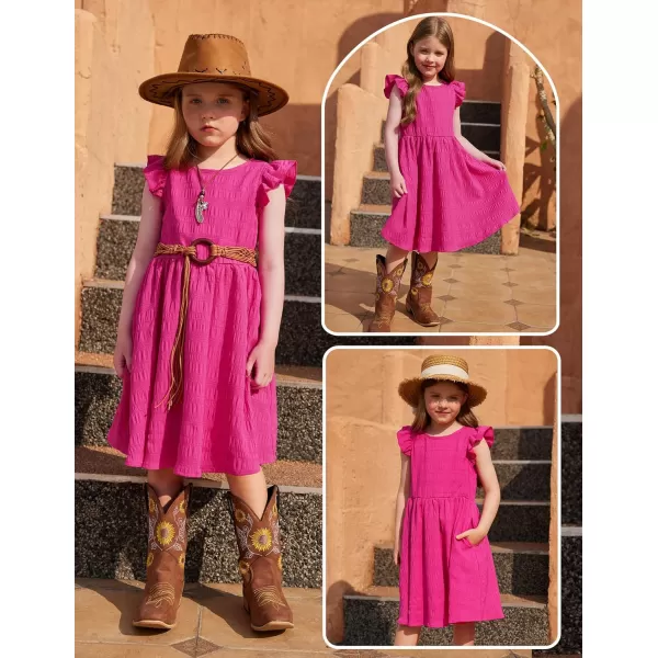 Arshiner Girls Dress Casual Ruffle Sleeveless A Line Summer Dresses with Pockets 4-12 Years