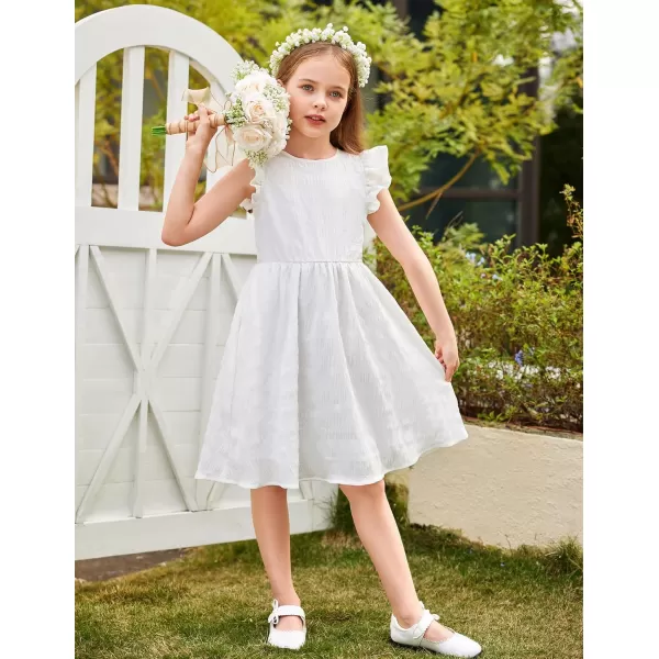 Arshiner Girls Dress Casual Ruffle Sleeveless A Line Summer Dresses with Pockets 4-12 Years
