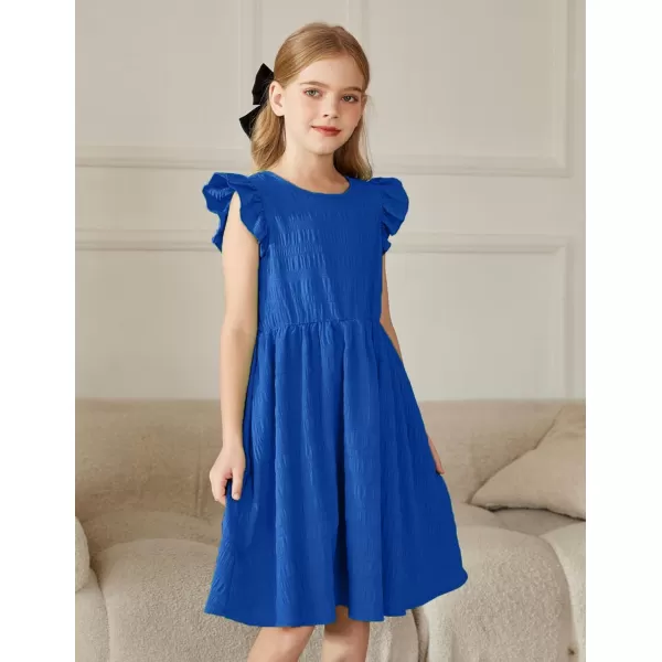 Arshiner Girls Dress Casual Ruffle Sleeveless A Line Summer Dresses with Pockets 4-12 Years