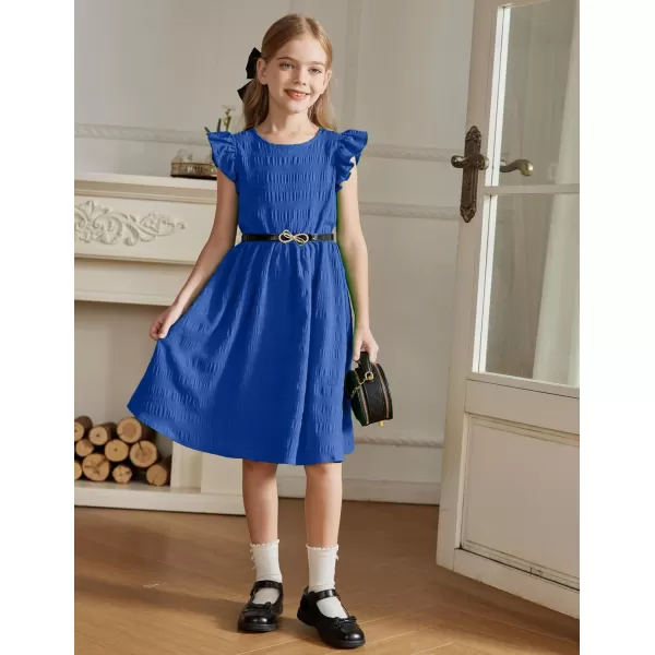 Arshiner Girls Dress Casual Ruffle Sleeveless A Line Summer Dresses with Pockets 4-12 Years