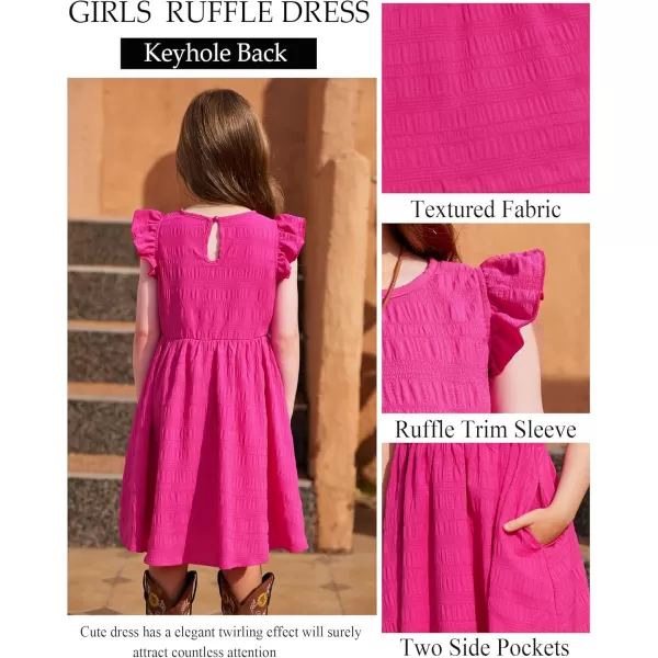 Arshiner Girls Dress Casual Ruffle Sleeveless A Line Summer Dresses with Pockets 4-12 Years