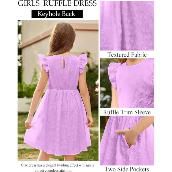 Arshiner Girls Dress Casual Ruffle Sleeveless A Line Summer Dresses with Pockets 4-12 Years