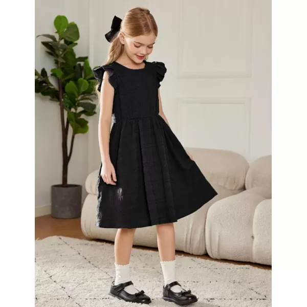 Arshiner Girls Dress Casual Ruffle Sleeveless A Line Summer Dresses with Pockets 4-12 Years