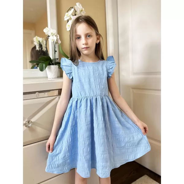 Arshiner Girls Dress Casual Ruffle Sleeveless A Line Summer Dresses with Pockets 4-12 Years