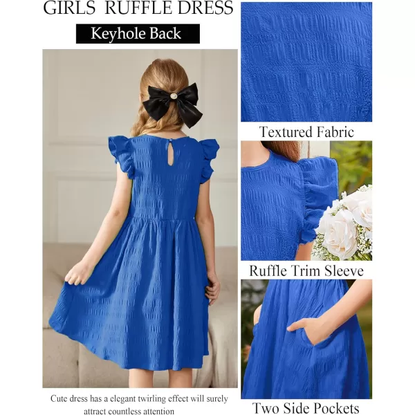 Arshiner Girls Dress Casual Ruffle Sleeveless A Line Summer Dresses with Pockets 4-12 Years