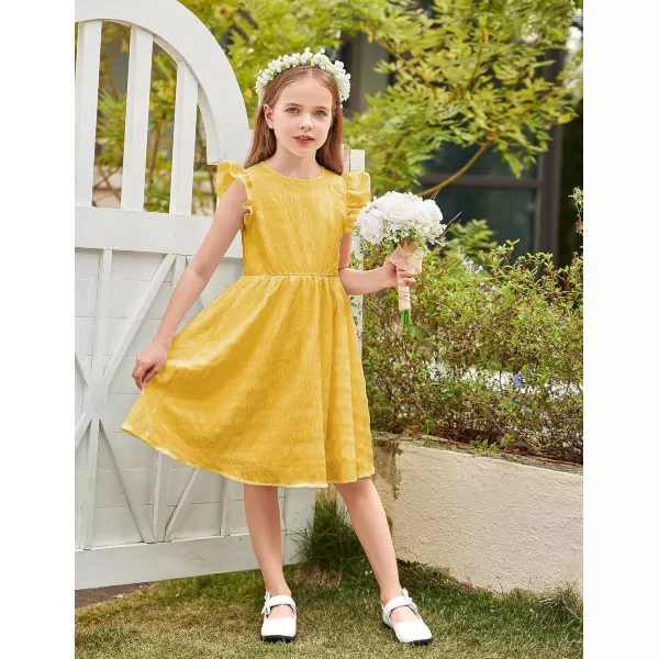 Arshiner Girls Dress Casual Ruffle Sleeveless A Line Summer Dresses with Pockets 4-12 Years