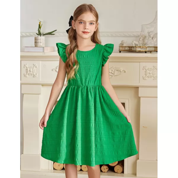 Arshiner Girls Dress Casual Ruffle Sleeveless A Line Summer Dresses with Pockets 4-12 Years