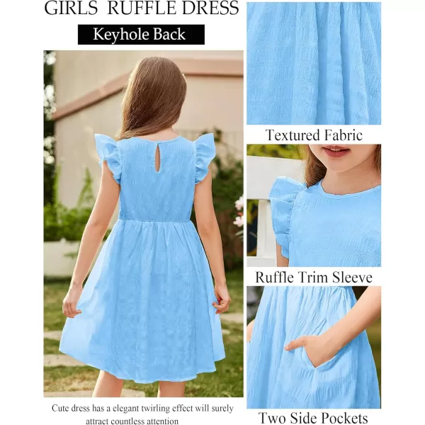 Arshiner Girls Dress Casual Ruffle Sleeveless A Line Summer Dresses with Pockets 4-12 Years