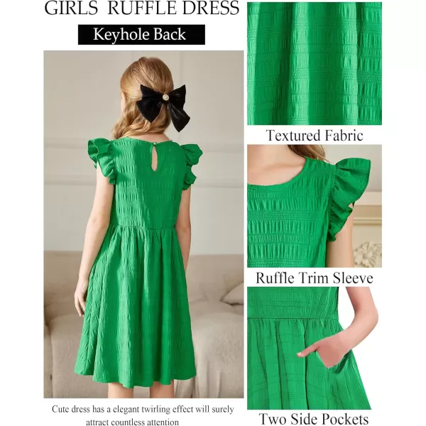 Arshiner Girls Dress Casual Ruffle Sleeveless A Line Summer Dresses with Pockets 4-12 Years