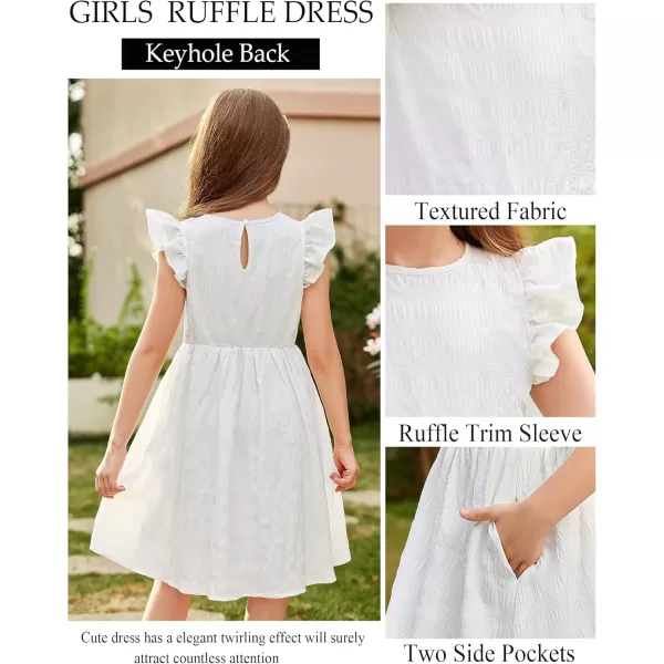 Arshiner Girls Dress Casual Ruffle Sleeveless A Line Summer Dresses with Pockets 4-12 Years