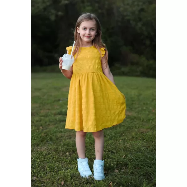 Arshiner Girls Dress Casual Ruffle Sleeveless A Line Summer Dresses with Pockets 4-12 Years