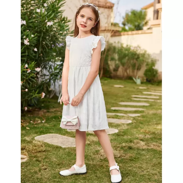 Arshiner Girls Dress Casual Ruffle Sleeveless A Line Summer Dresses with Pockets 4-12 Years