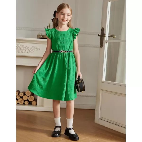 Arshiner Girls Dress Casual Ruffle Sleeveless A Line Summer Dresses with Pockets 4-12 Years