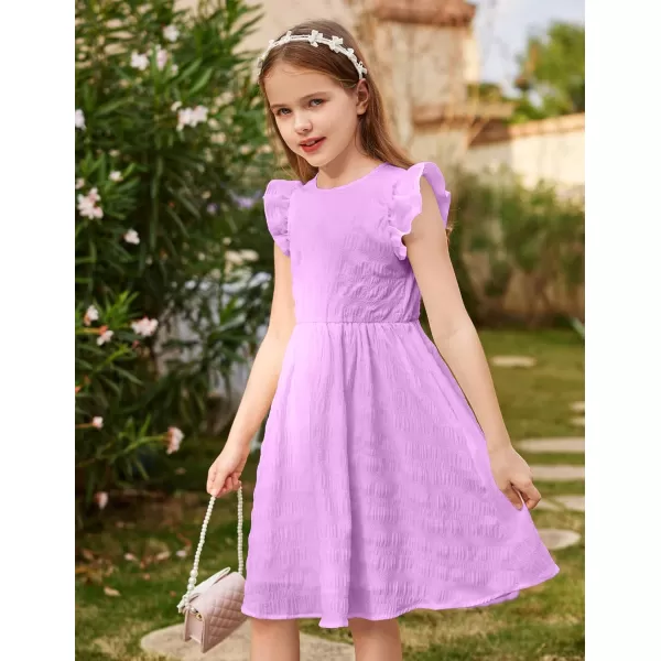 Arshiner Girls Dress Casual Ruffle Sleeveless A Line Summer Dresses with Pockets 4-12 Years