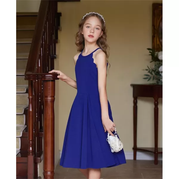Arshiner Girls' Dress Halter Neck Summer Sundress Sleeveless Elegant A-line Pockets Party Dress
