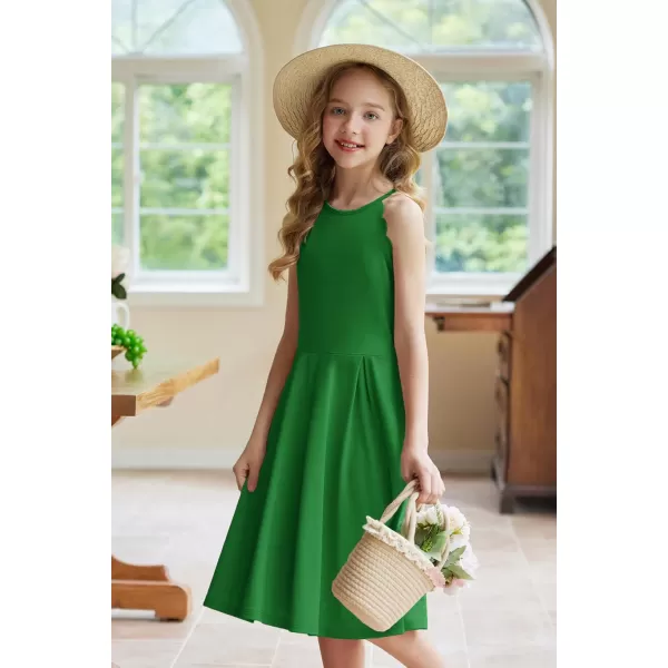 Arshiner Girls' Dress Halter Neck Summer Sundress Sleeveless Elegant A-line Pockets Party Dress