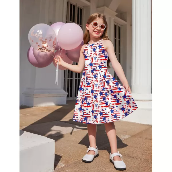Arshiner Girls' Dress Halter Neck Summer Sundress Sleeveless Elegant A-line Pockets Party Dress