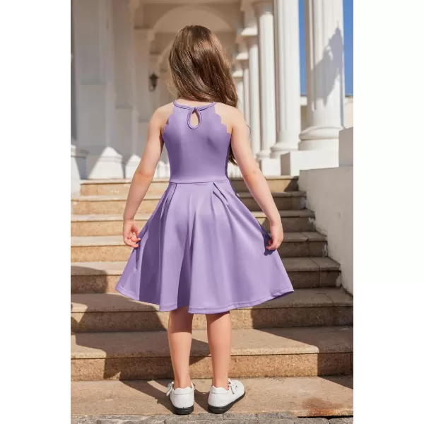 Arshiner Girls' Dress Halter Neck Summer Sundress Sleeveless Elegant A-line Pockets Party Dress